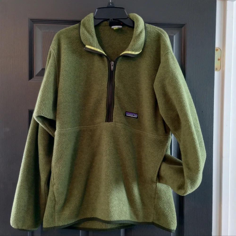 Vintage Patagonia Synchilla Marsupial 1/2 Zip Pullover Men's Medium Olive Green - Picture 2 of 7